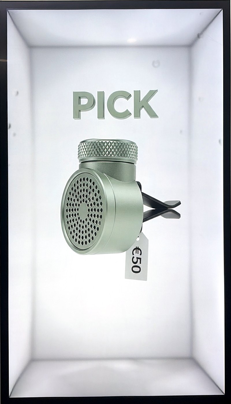 Car vent air freshener on a Translook display